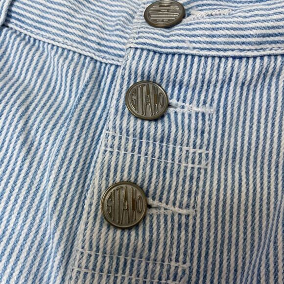 Gitano Vntg 90s High Waist Pin Stripe 100% Cotton Button Shorts Size 11/12 28x5 - Picture 4 of 10